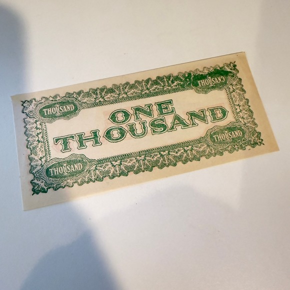 Unbranded Other - Vintage One Thousand Dollar Novelty Play Money Bill Orange Green Ephemera Prop